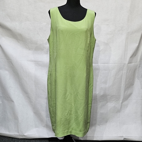 Rena Rowan 100% Silk Lime Green Sheath Dress Size 16 - Picture 2 of 7